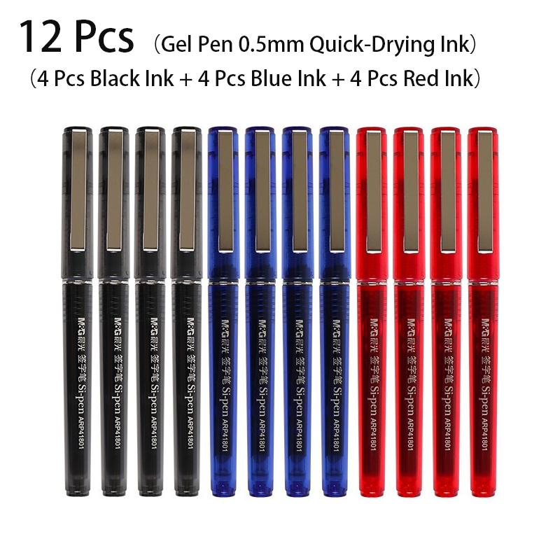 M&G 4/8/12/10/20pcs Gel Pen&Refill Set 0.5mm Black Red Blue Quick-drying Ink Water-based Ballpoint Pen Office Writing Stationery