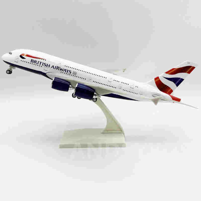 

Литая смола Модель самолета A380 British Airways 30 см Масштаб 1/240 Модель самолета 380 со стендом Подарки для любителей авиации