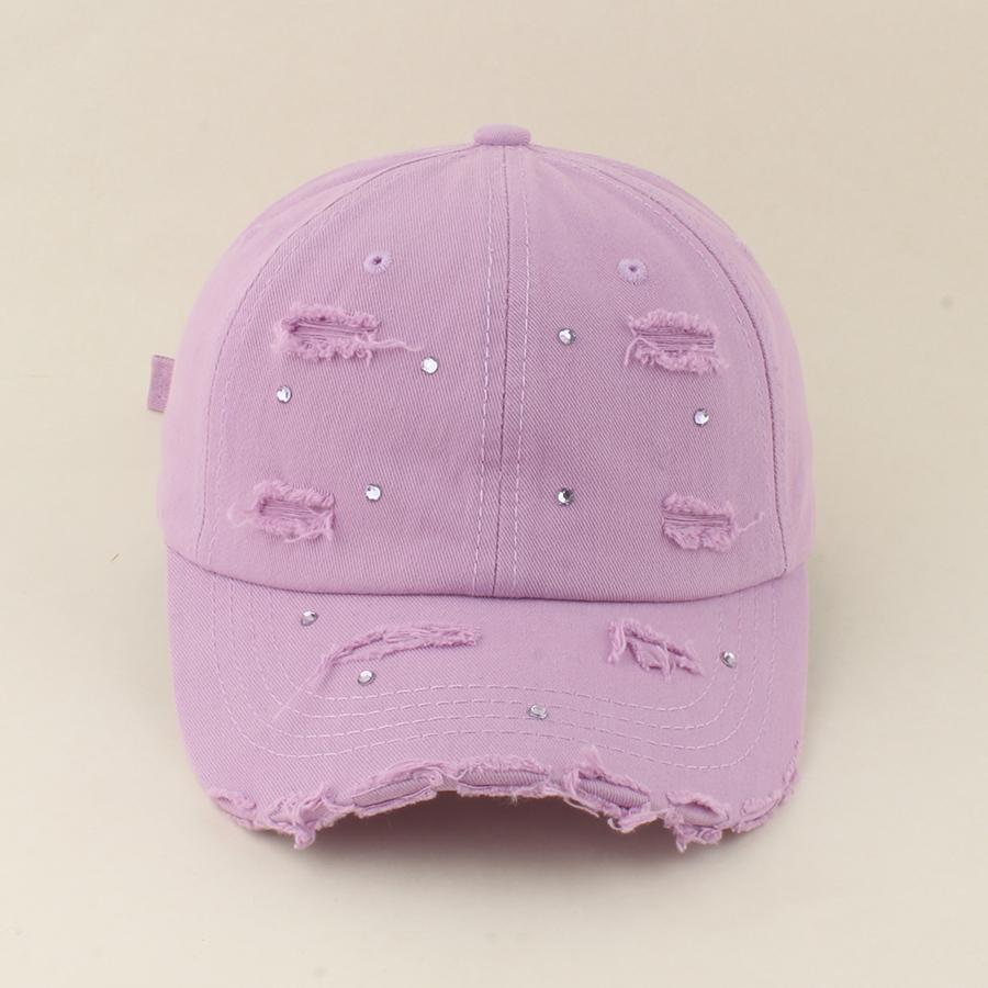 

New Spring Summer Rhinestone Cotton Baseball Cap Girls Handmade Diamond Sun Cap Women Adjustable Streetwear Fashion Snapback Hat Adult head 55-59cm світло-фіолетового кольору