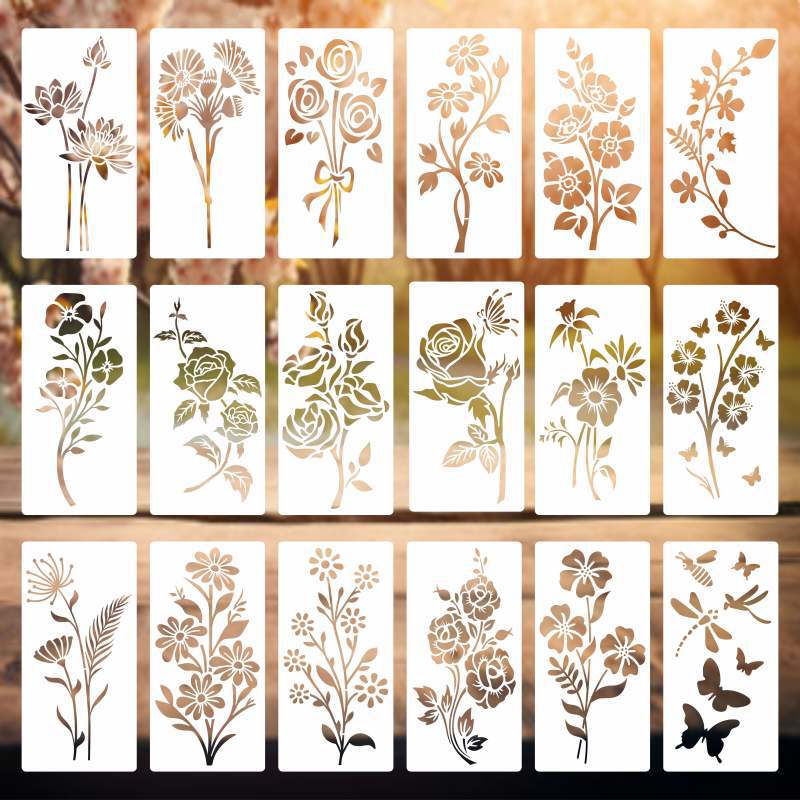

18/24pcs Diy Craft Layering Flower Stencil For Walls Painting Scrapbooking Stamping Stamp Album Decorative Embossing Paper Card