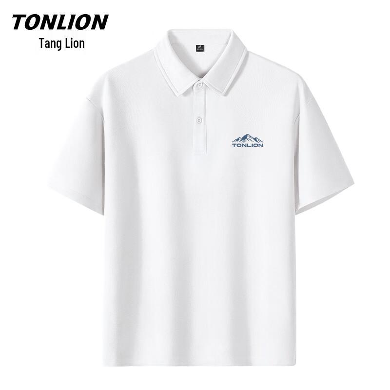 Мужская повседневная футболка-поло с коротким рукавом TonLion, тяжелый хлопок 2XL