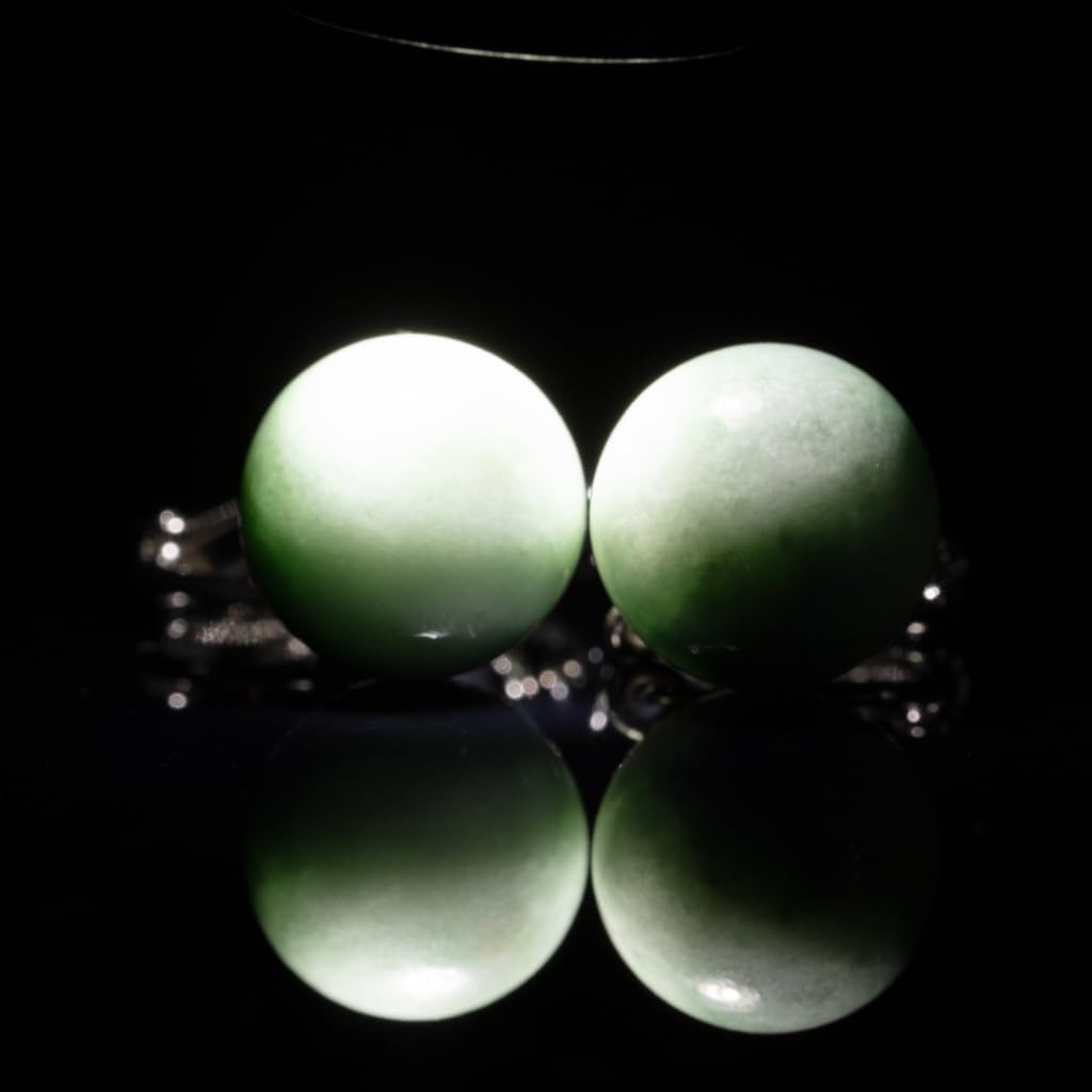 10mm Itoigawa Natural Jadeite Bead Earrings Spring with Silicone Jadeite Workshop Guarantee Japanese National Jomon Power Stone APS0119 (Screw Cover)