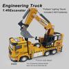 1:40 5 Styles Pullback Light And Sound Diecast Car Mixer Excavator Engineering Truck Construction Alloy Toys For Kids Boys Gifts