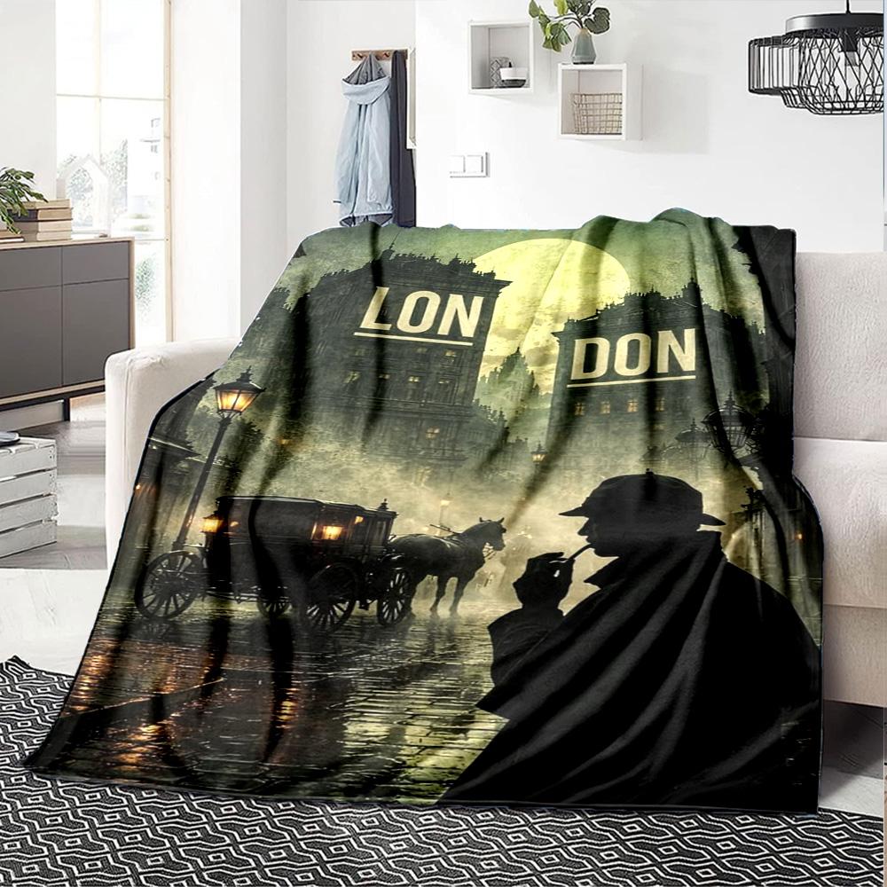 Sherlock Print Flannel Blanket High Quality Warm Comfortable Cover for All Seasons Perfect for Gifts Home Decor