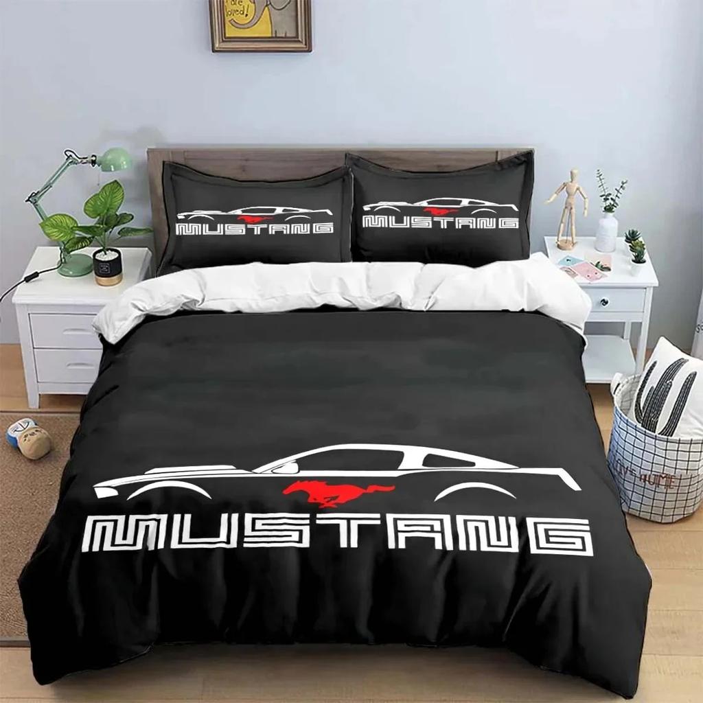 3D Print Mustang Car Logo Bedding Set Boys Girls Twin Queen King Size Duvet Cover Pillowcase Bed Boys Adult Home Textileextile