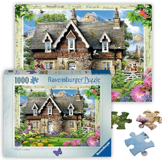 Ravensburger - Hillside Cottage - 1000 Piece Jigsaw Puzzle - Stunning, Vivid Colors - Idyllic Summer Cottage in The Country Scene - Puzzles for New Design