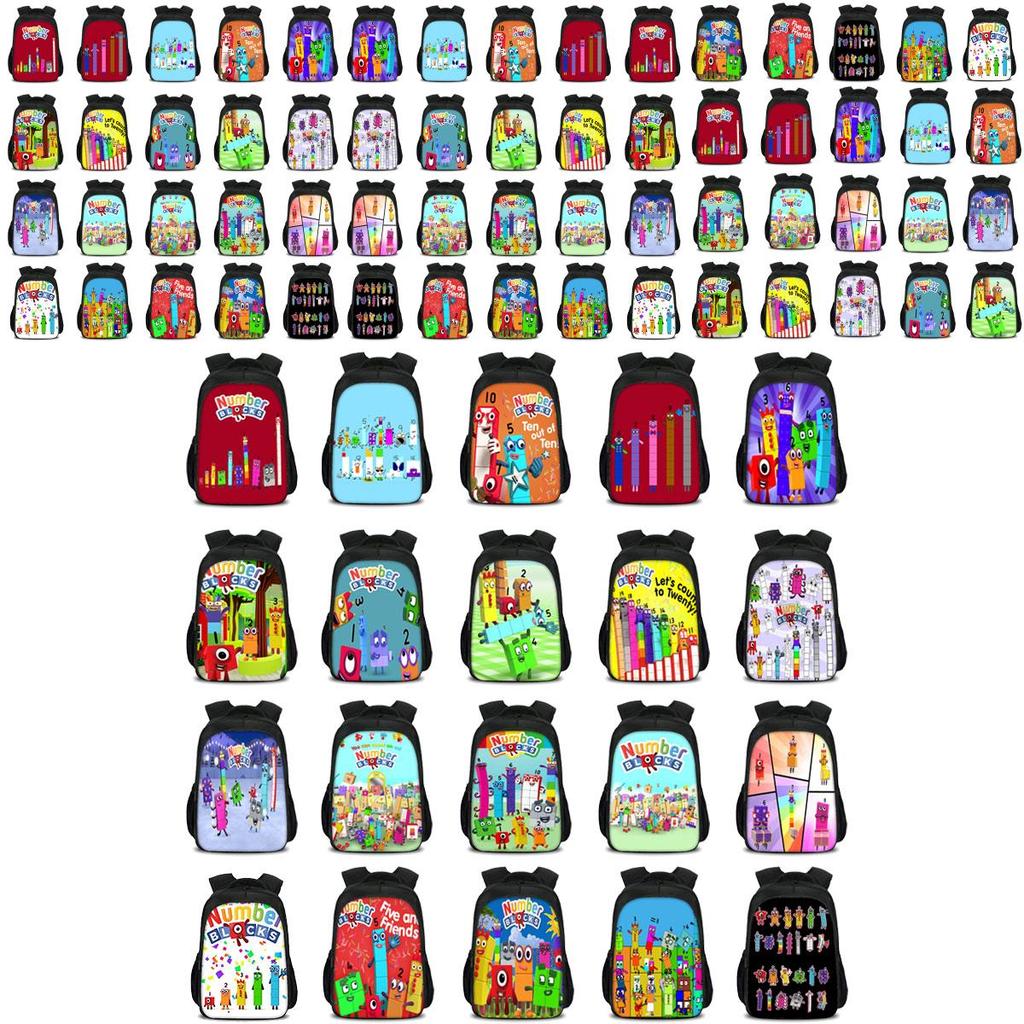 Plecak dla dzieci chłopców dziewcząt Numberblocks Torba szkolna Plecak podróżny Duża pojemność Wytrzymały materiał nylonowy Przestronna pojemność 20 l Wiele przegródek