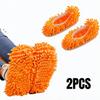 2 Paar Mopp-Hausschuhe Bodenstaubreinigungs-Hausschuhe Schuhe Tuch Wiederverwendbar Fauler Mopp-Tuch-Schuh Zuhause Waschbar Sauber Mikrofaser-Tuch