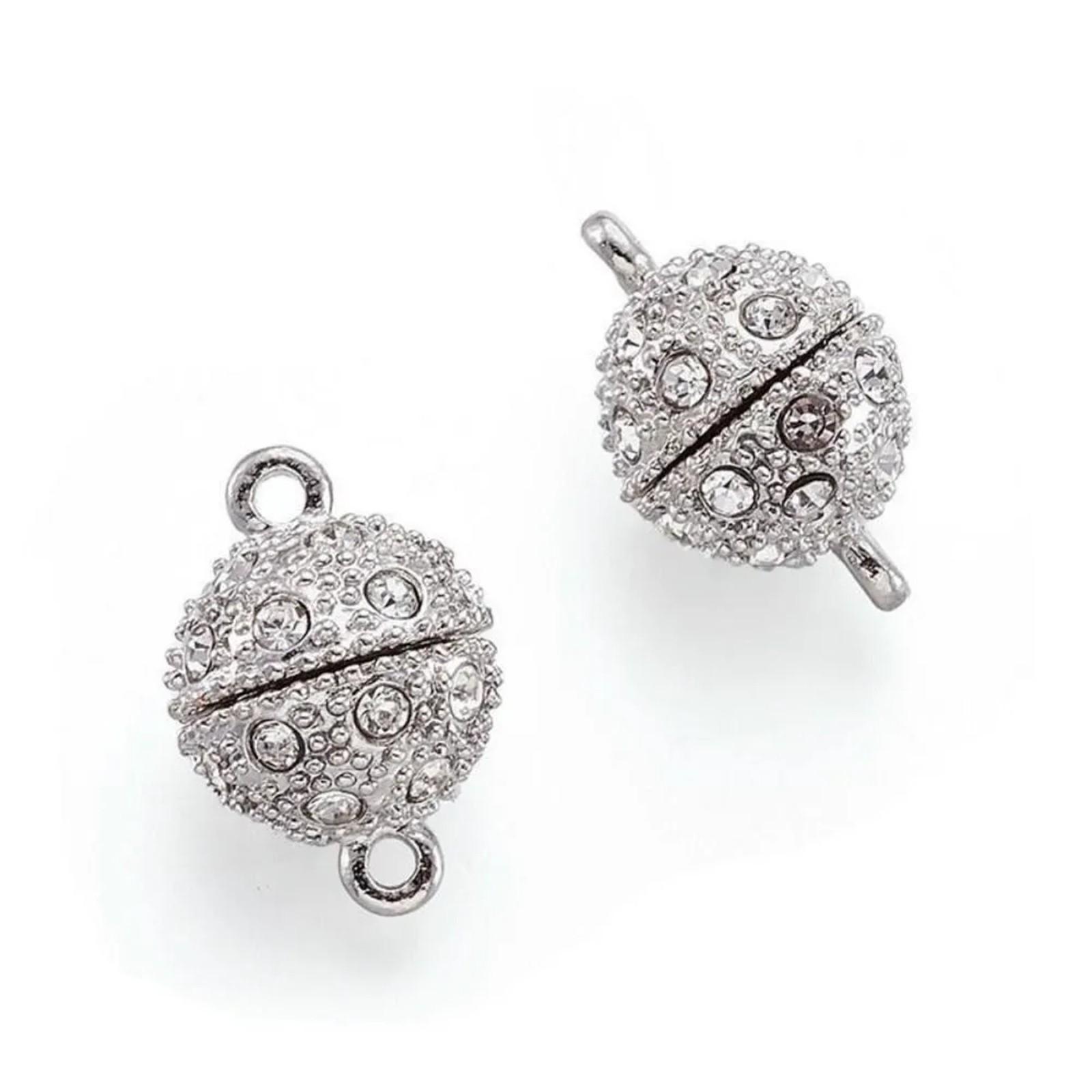 

10 мм круглая алмазная застежка из магнитного железа, ретро-браслет, соединенный с магнитной застежкой, аксессуары для украшений ручной работы, 5 шт. серебряный