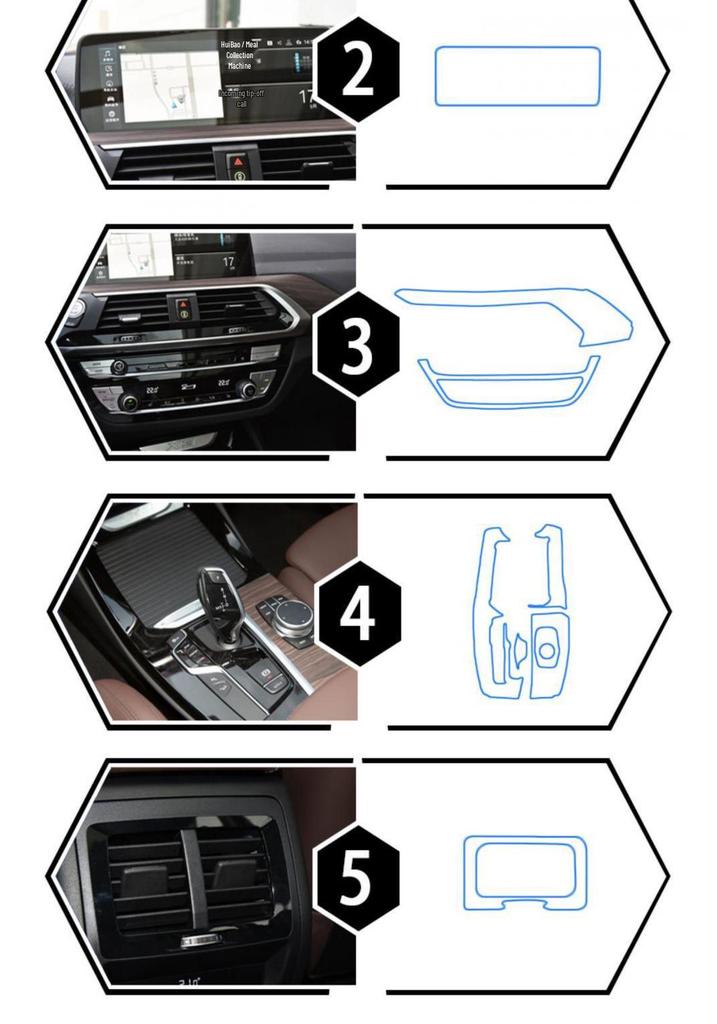 BMW X3/X4 Interior Scratch-proof TPU Film: Fits 25 Models, Includes Console, Navigation, Screen, Gear Shift Protection Sticker.