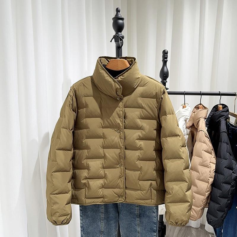 Lightweight Down Jacket for Women's Small Men, High-end Stand-up Collar, New White Duck Down, Short Thin Coat In Autumn and Winter