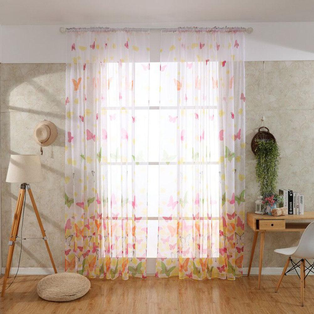 

1PC Washable Trilon Butterflies Pattern Curtain for Living Room Door Window Decor Photo Color100X200CM