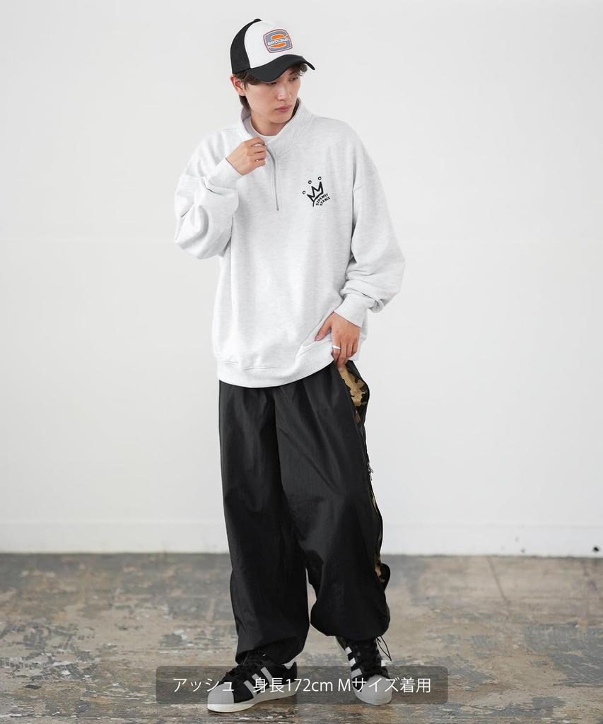 [IMPROVES] [SIDEWAYSTANCE] Crown Logo Fleece Half-Zip Sweatshirt