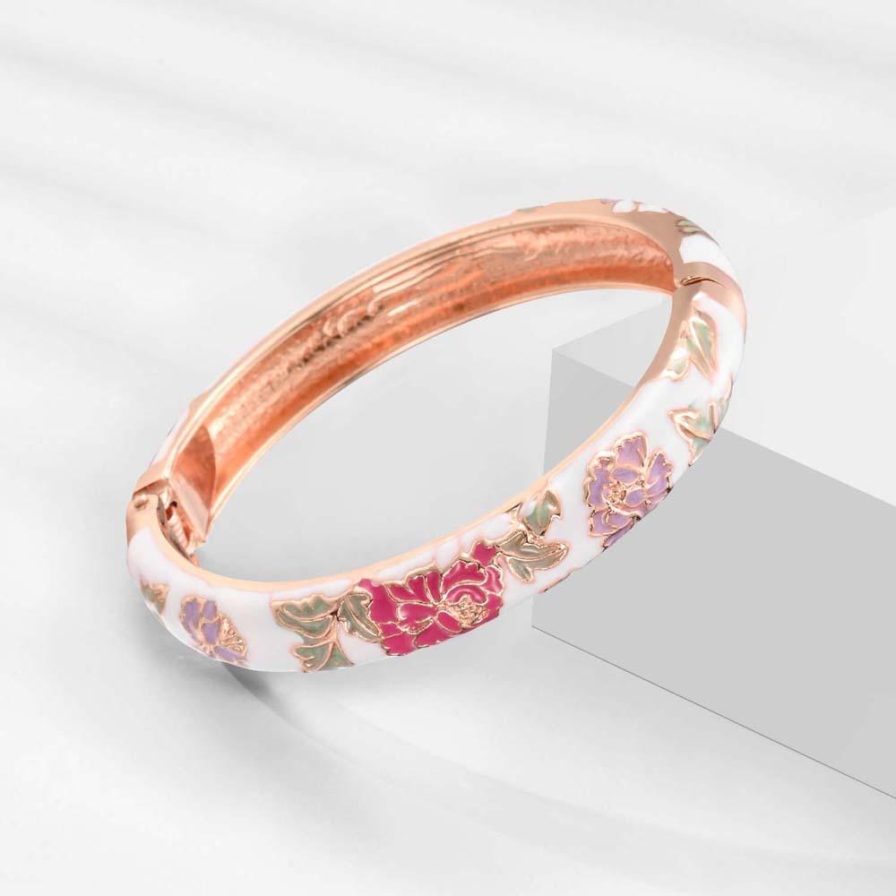Traditional Vintage Cloisonne Bangle Cheongsam accessories Hollow Out Peony Bracelet  Daily