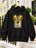Metropolis Art Deco Golden Robot and Clock Graphic with Geometric Skyline Vintage Cinema Style Unisex Hoodie