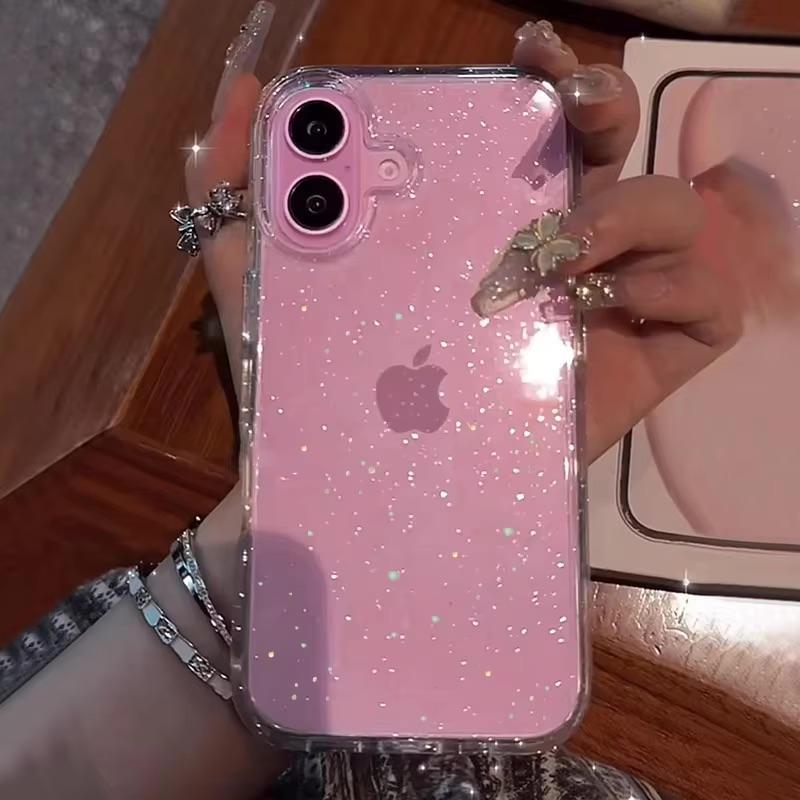 Soft Glitter Transparent Phone Case For iPhone 16 15 14 13 12 11 Pro X XS XR Max 8 7 Plus Shockproof Silicone Clear Bumper Cover