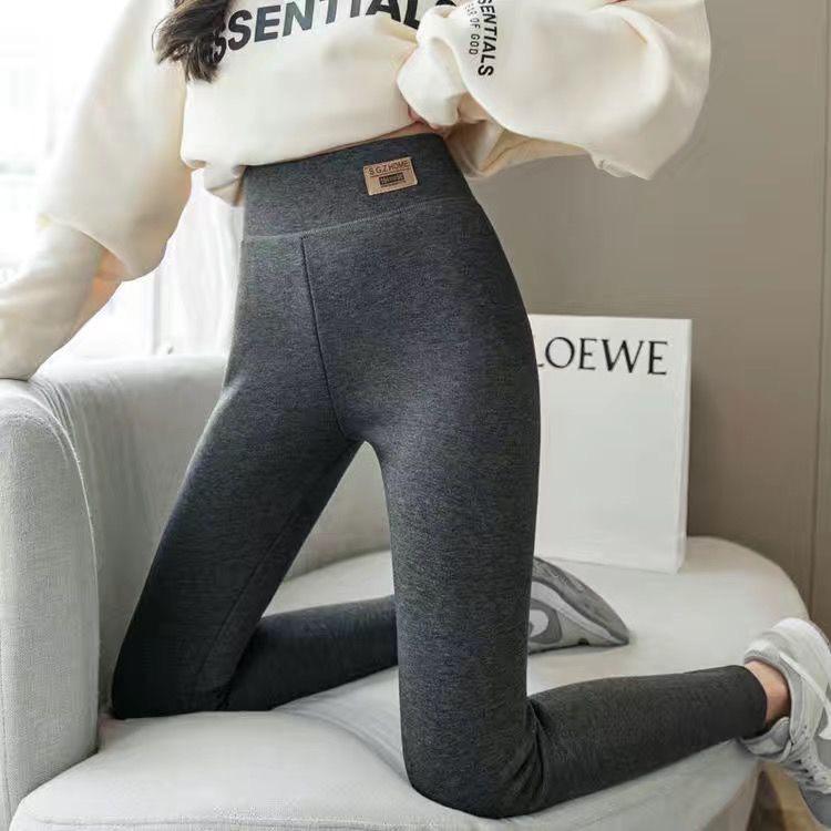Extra Thick High Waist Women's Lambswool Fleece Leggings with Knee Pads