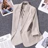 Light Green Linen Suit Short Jacket for Women Thin Korean Style Small High-end Casual Suit Temperament Top