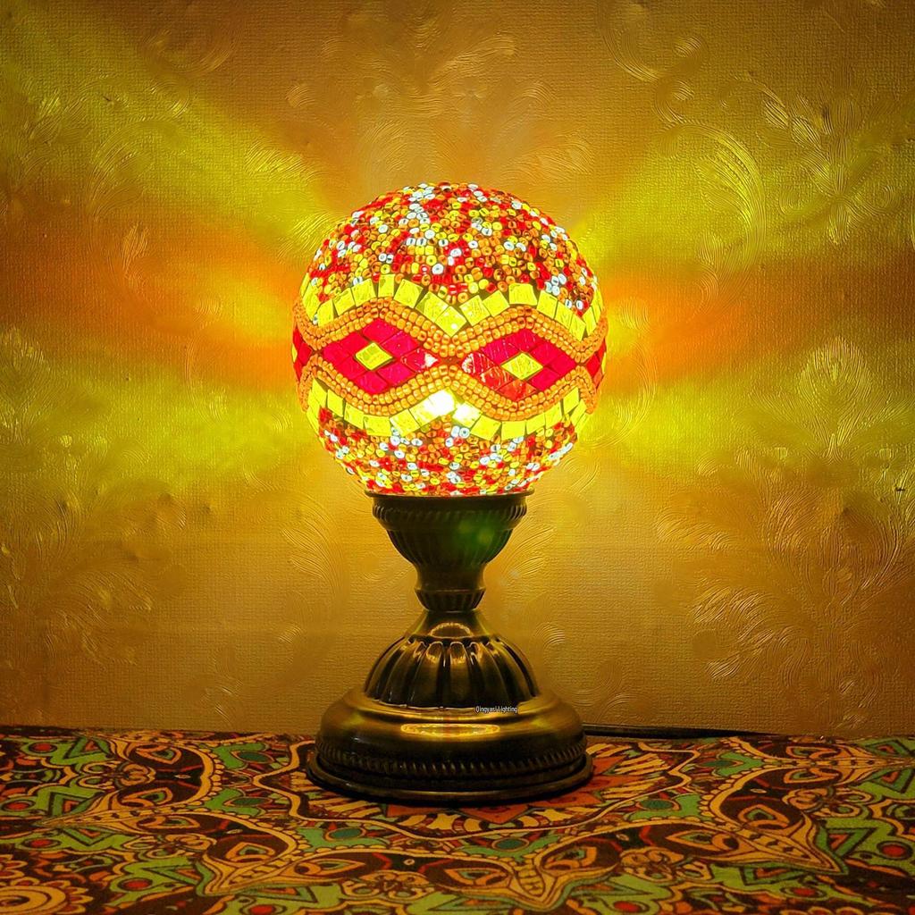Moroccan Mosaic Table Lamp: DIY Ethnic Bedside Night Light with Music, Turkish Round Ball Design, Internet Celebrity Decor