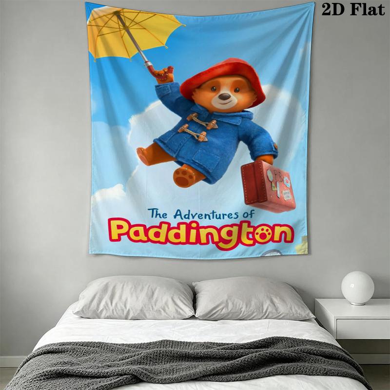 Paddington Bear Wall Tapestry Aesthetic Wall Hanging Printed Fabric Blanket Decorative Tapestries for Bedroom Living Room Home Decor