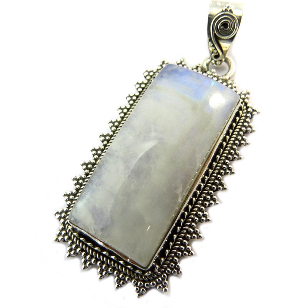 Les Trésors De Lily [P3803] - Silver 'Heaven' Moonstone Pendant - 40x20 Mm