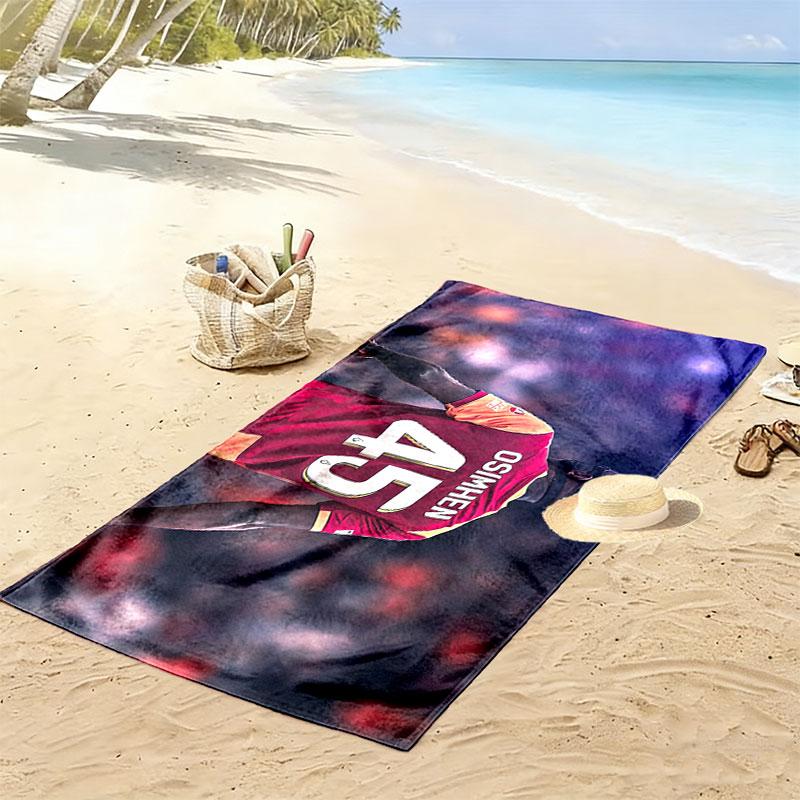 Galatasaray Victor Osimhen Print Beach Towel, Large Soft Quick Dry Towel for Beach Camping Swimming