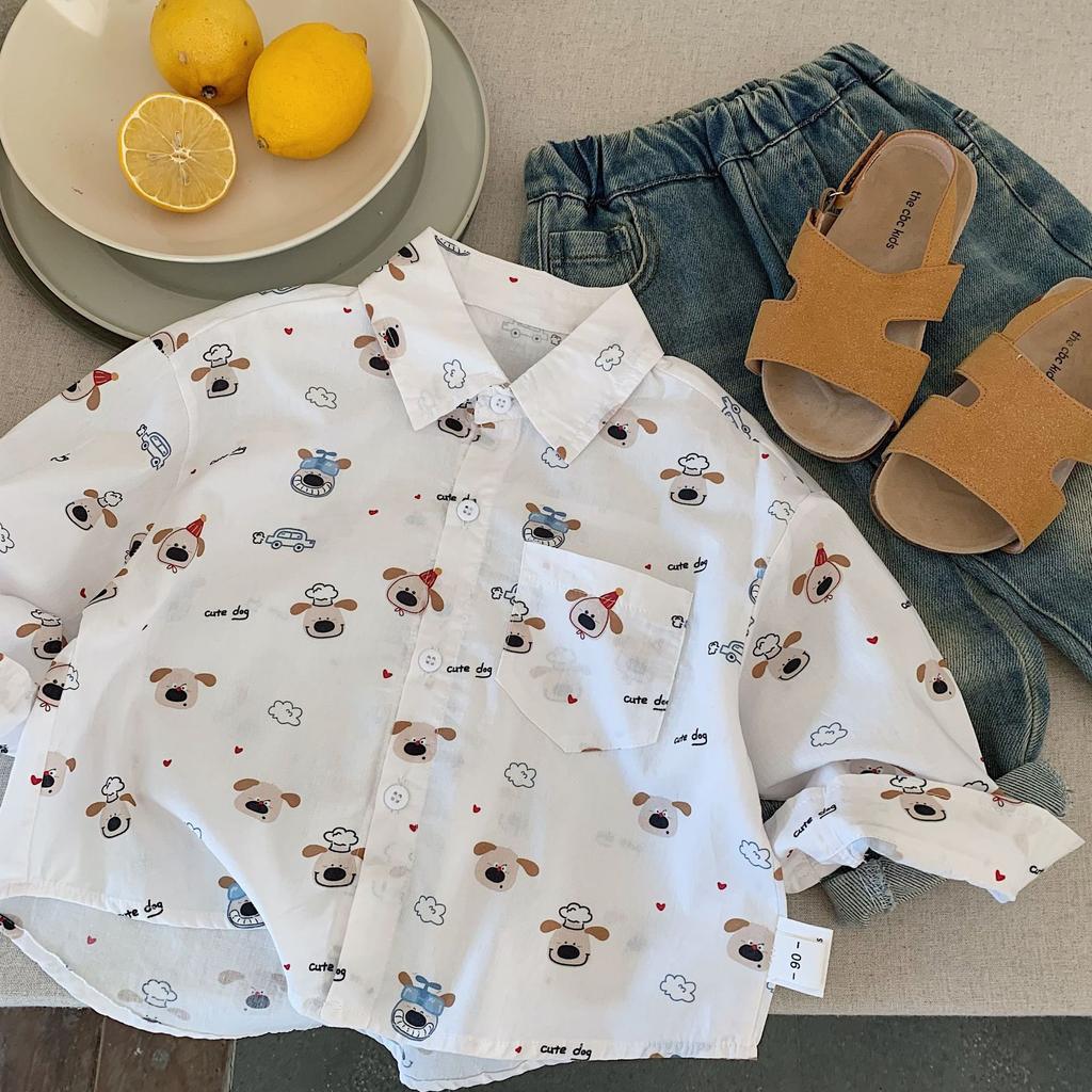Children'S Shirts Spring New Boys And Girls Full Of Cartoon Puppies Versatile Foreign Style Shirts H0027