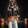 Women's Casual Three-Quarter Sleeve Halloween Print Hooded Pullover Top