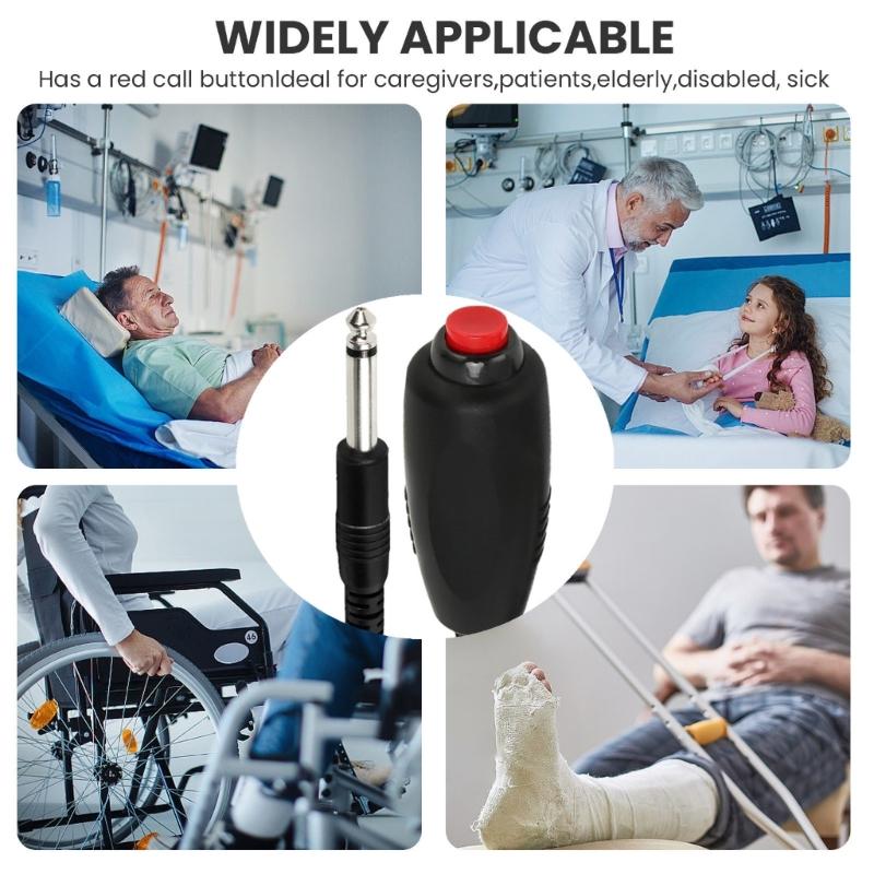 Nurse Pager Button Switching Line 6.35mm Emergency Call Button Line Replacement Emergency Cord Nurse Call Line Replacement