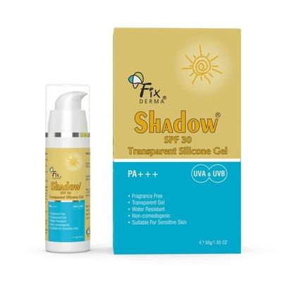 Fixderma Shadow Sonnencreme LSF 30 PA+++ Transparentes Silikongel | Feuchtigkeitscreme für zu Akne neigende Haut | Sonnencreme für Frauen & Männer - 30g