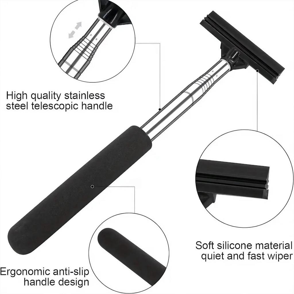 1PC Car Rearview Mirror Wiper - Portable Telescopic Bracket Scraper for Car Glass Mist Removal Cleaning Wiper Tool
