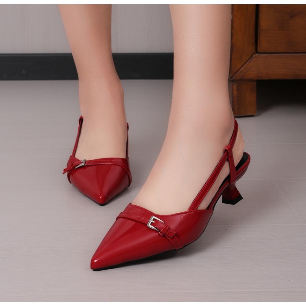 

Fashion New Pointed Toe Sexy Mid Heels Party Shoes Women Sandals Designer Summer Brand Pumps Slingback Casual Shoes Dress Slippers 35