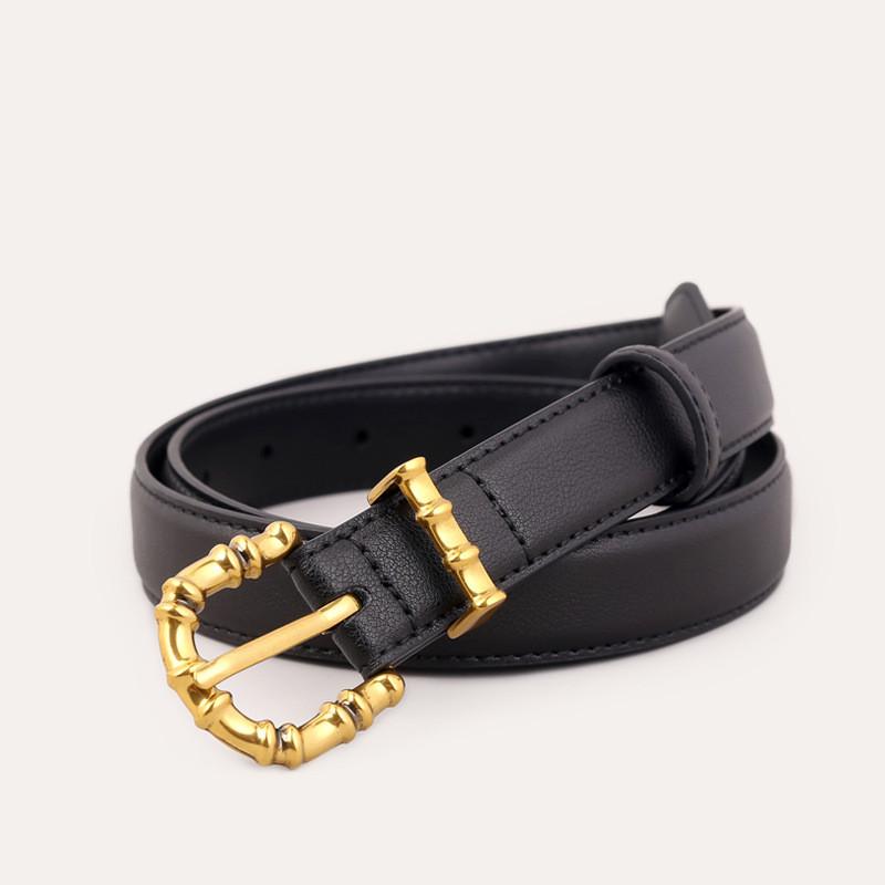 Genuine Leather Womens Belt With Pin Buckle For Dresses And Jeans Stylish Accessory чёрный