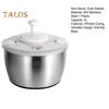 Stainless Steel Salad Spinner with Drain Basket Anti-Slip Base Stop Button Large 5.3 Quart Vegetables Dryer