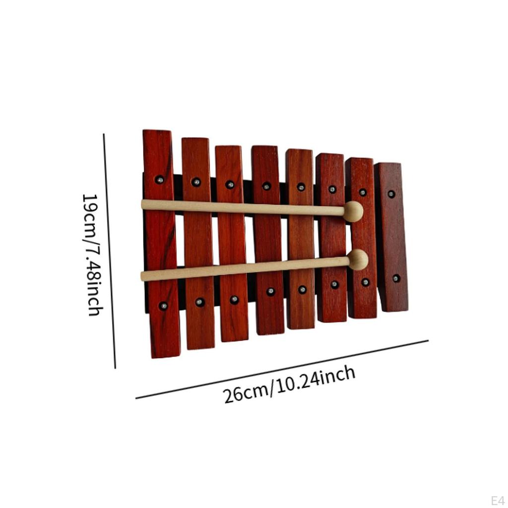 8 Key Xylophone Musical Instrument Sensory Toy Fine Motor Skills Kids Wooden Hand Knock