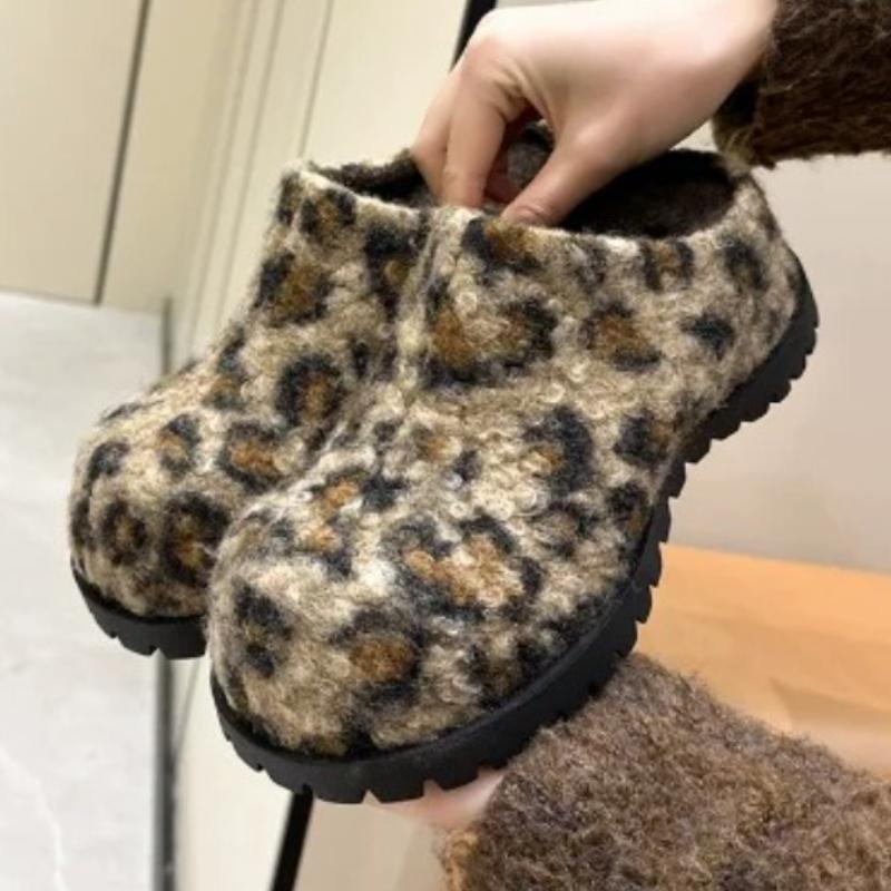Fashion High Quality Satin Platform Slippers Women Fashion Leopard Design Brand Casual Shoe Cozy Warm Autumn Shoe Women Zapatos De Mules
