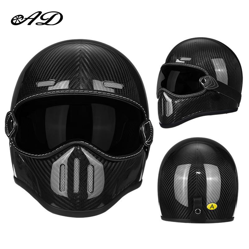 AD Fiberglass Retro Full Face Motorcycle Helmet for Men and Women