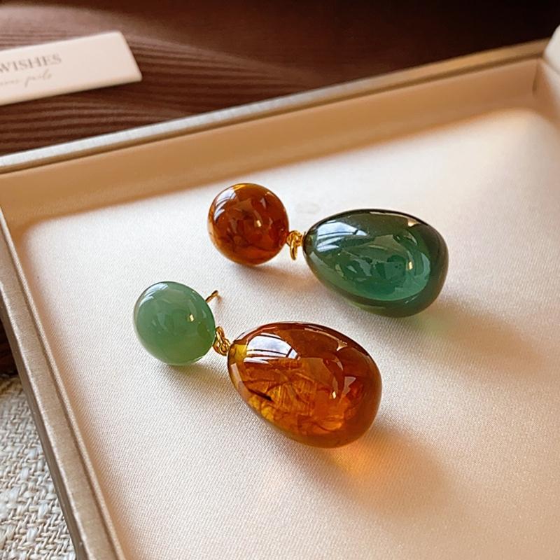 Asymmetric Drop Dangle Earrings Geometric Color Block Designs Resin for Women Vintage Fashion Gift Comfortable Wear