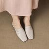 Low-heeled baotou half slippers genuine leather women's summer wear 2025 new Internet celebrity European French Muller cool slippers