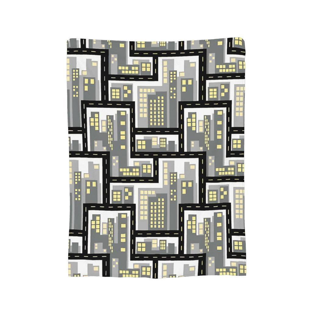 Car City Carpet Road Rug 90s Nostalgic Toy Road Traffic Blanket Cover Coral Fleece Plush Warm Throw Blanket Bedspread