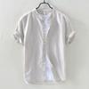 Men's Retro Japanese Linen White Lapel Short Sleeve Shirt