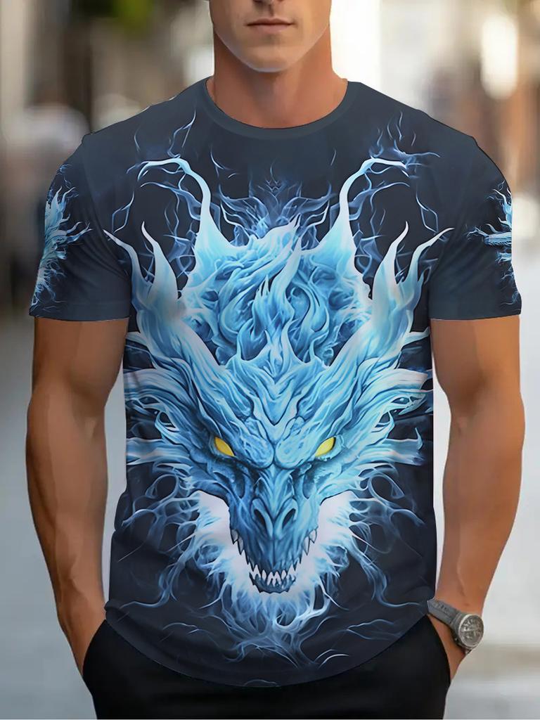 Fashionable and Fun Animal Cat Pattern Men's 3D Printed T-shirt with Oversized Short Sleeved Round Neck Casual Men's and Women's Clothing