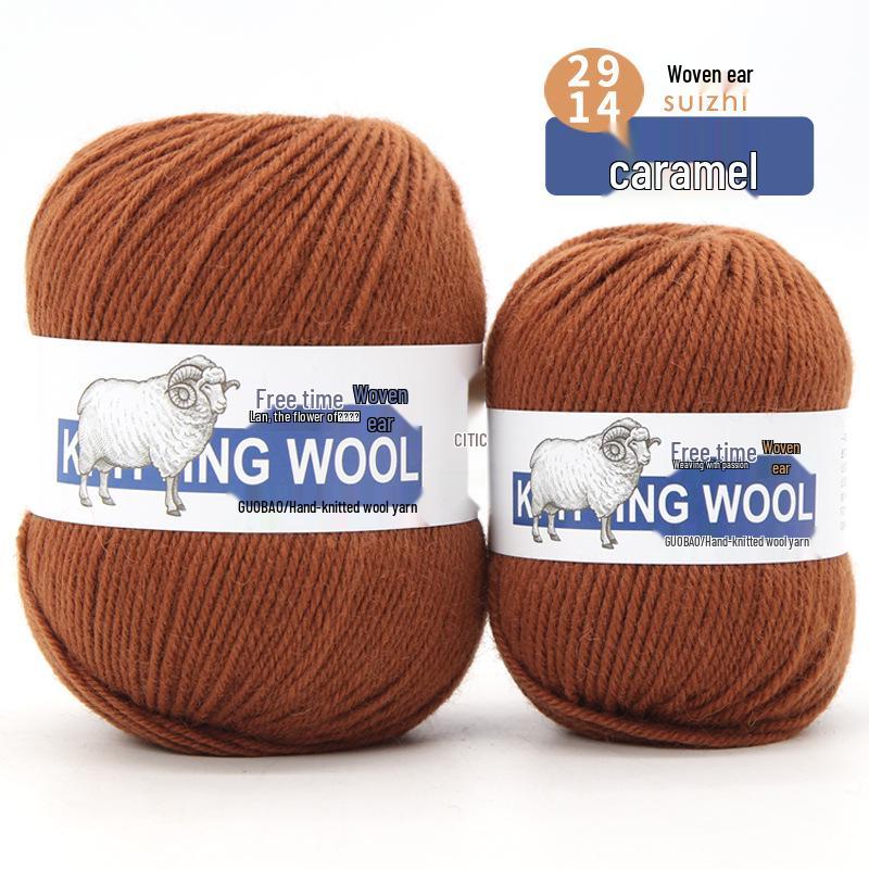 Wool Yarn Hand-Knitted Sweater Scarf Hat - Pure Color Four-Strand Yarn Ball
