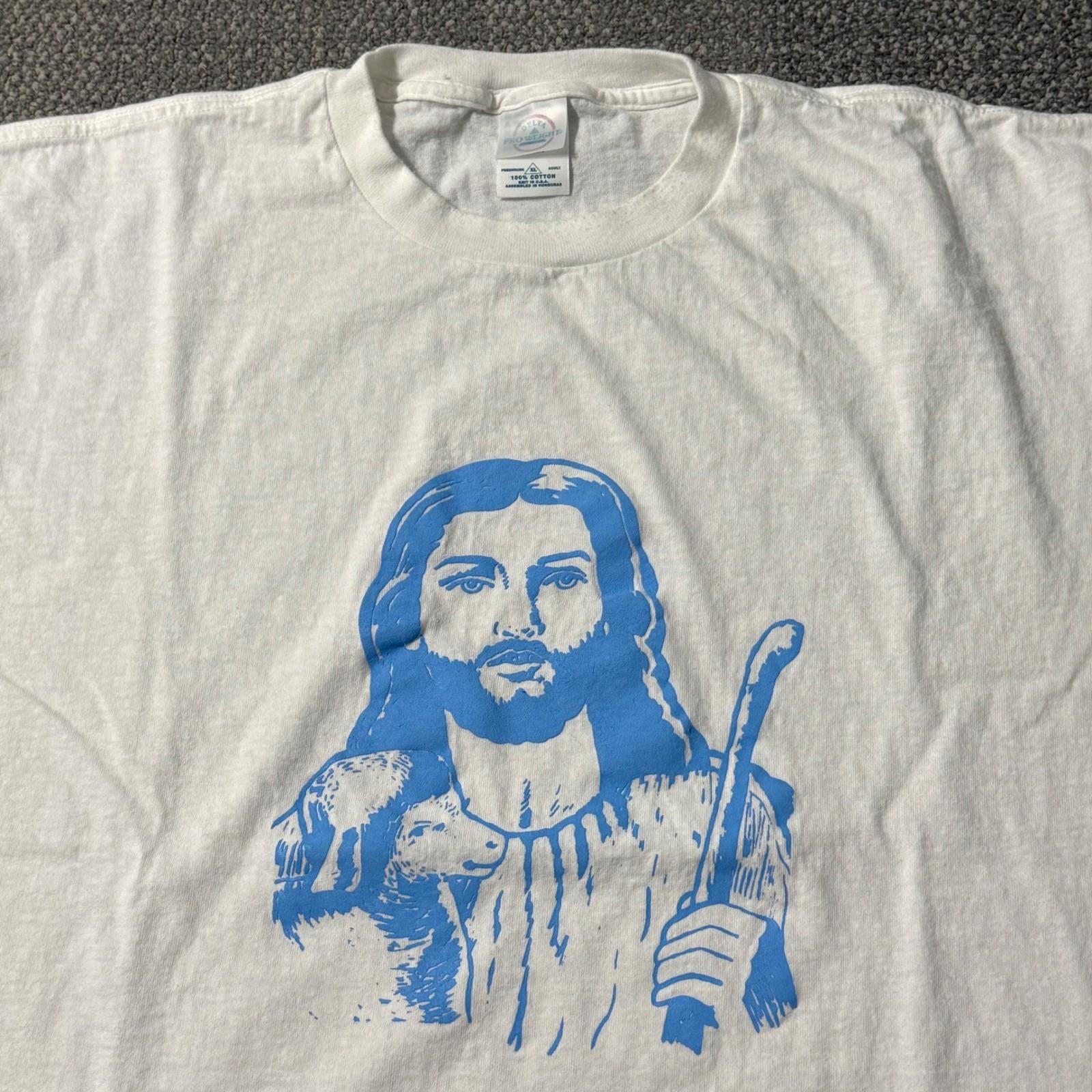 Vintage Jesus Lamb Graphic Tee White Y2K 2000s Religious XL XL