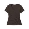2026 New Women's Short-Sleeve Stretch V-Neck Slim Fit Casual Solid Color T-Shirt