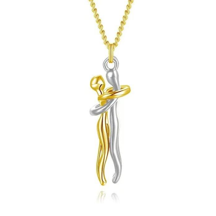 Europese & Amerikaanse Stijl Knuffelend Koppel Roestvrij Staal Hanger Ketting Cadeau