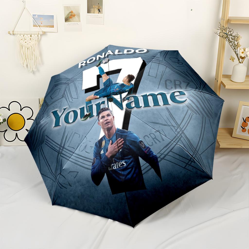 Cristiano Ronaldo Personalized Text Umbrella Automatic Umbrella Compact 8-Rib Lightweight Durable Plastic Iron All-Season Travel Elegant