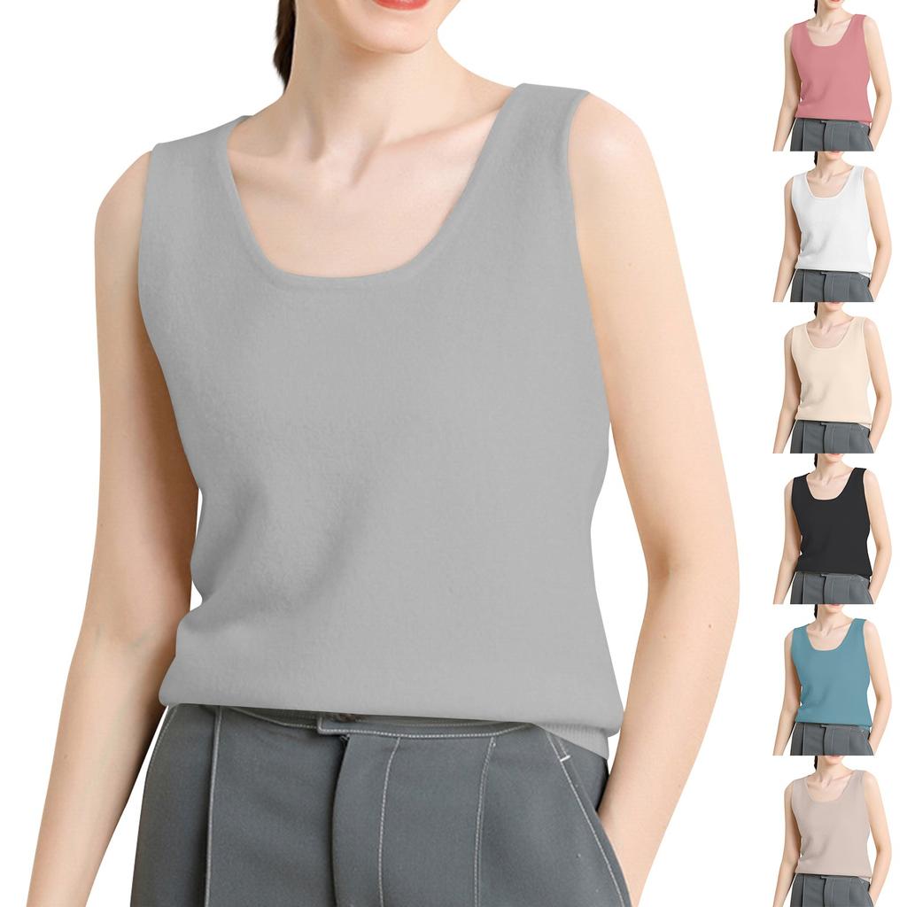 Women's Fashion Vest Sleeveless Knit Base Loose Vest Top