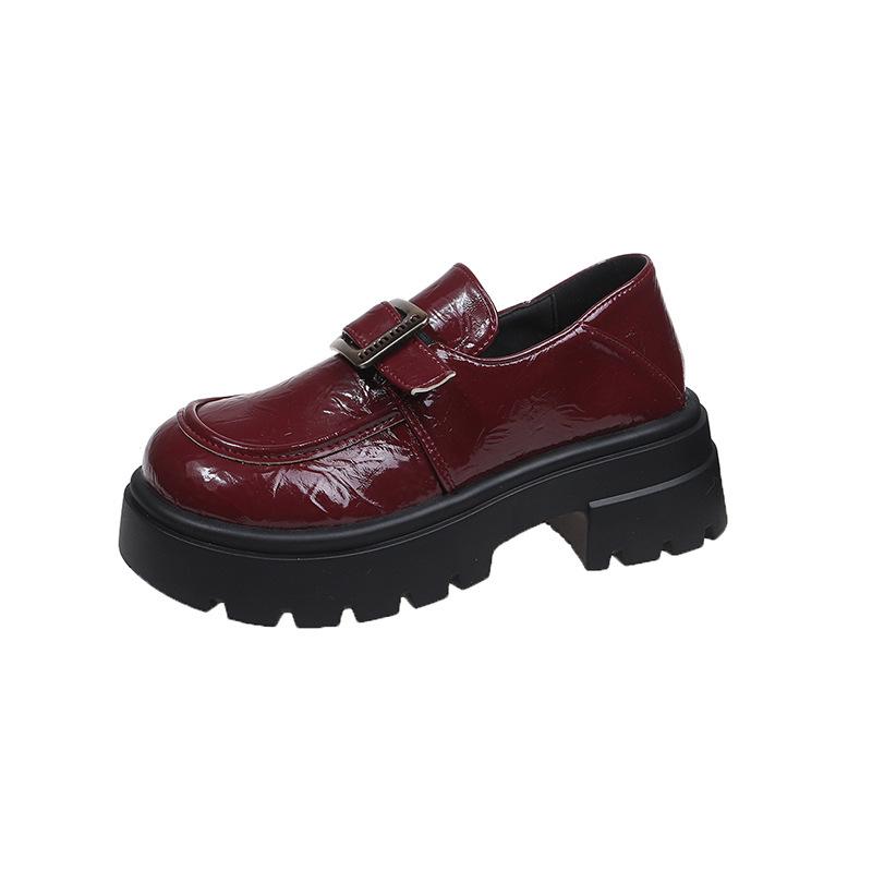 Platform black shoes women's 2025 spring new heightening retro British style jk small leather shoes with skirt single shoes