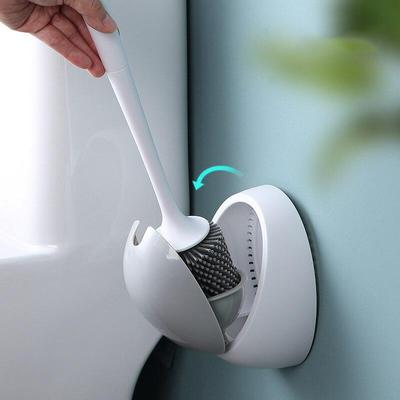 Spazzola in silicone TPR senza angoli morti Porta scopino per WC Strumenti per la pulizia Set di accessori per la casa a parete per WC